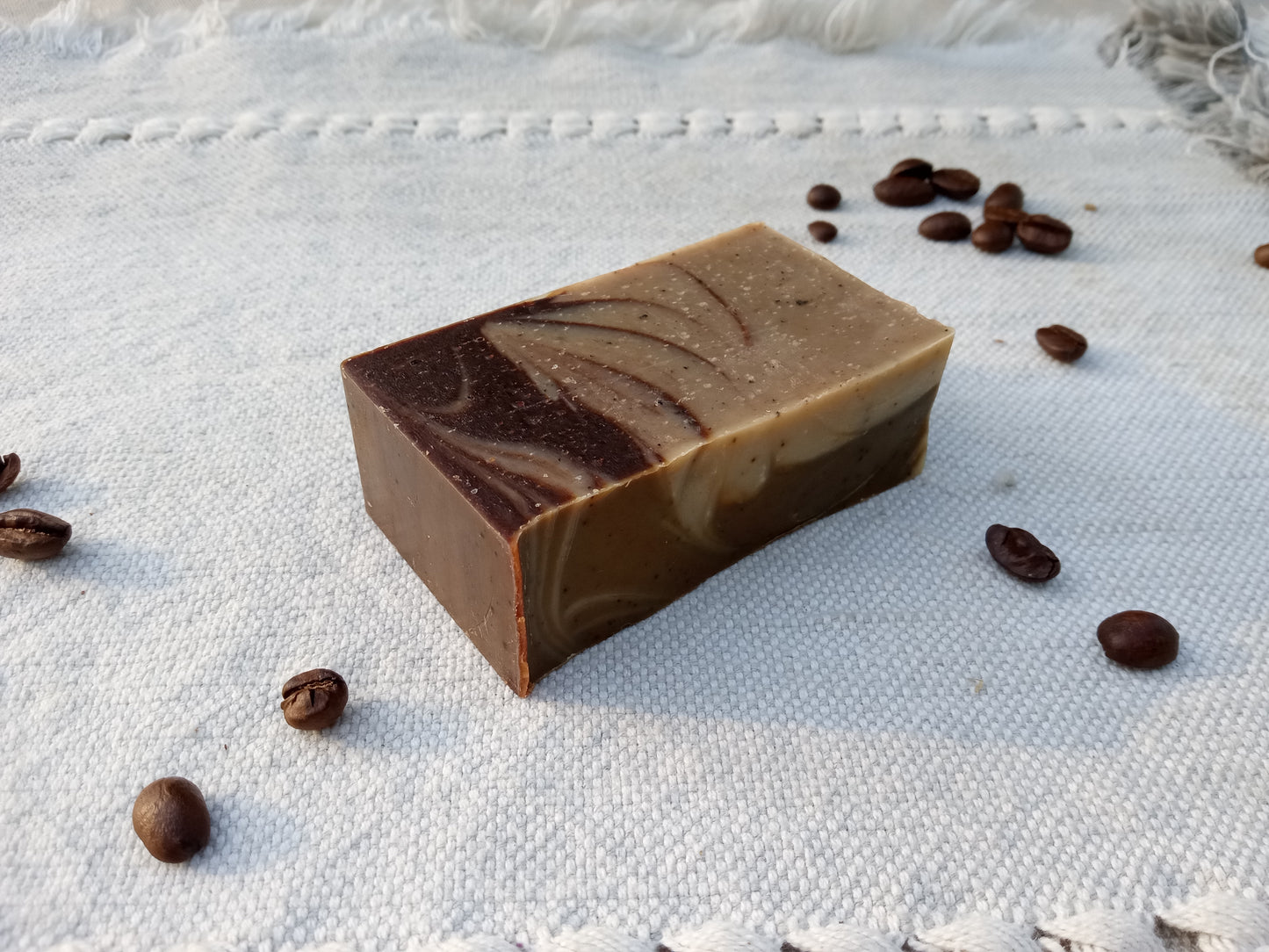 Exfoliating Coffee Bar Soap with Cacao - Handmade Natural Vegan Bar Soap with Shea Butter & Coconut - Unique Bath Gifts for Coffee Lovers
