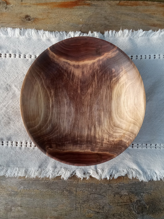 Black Walnut Wood Platter: Handmade Rustic Centerpiece  (11")