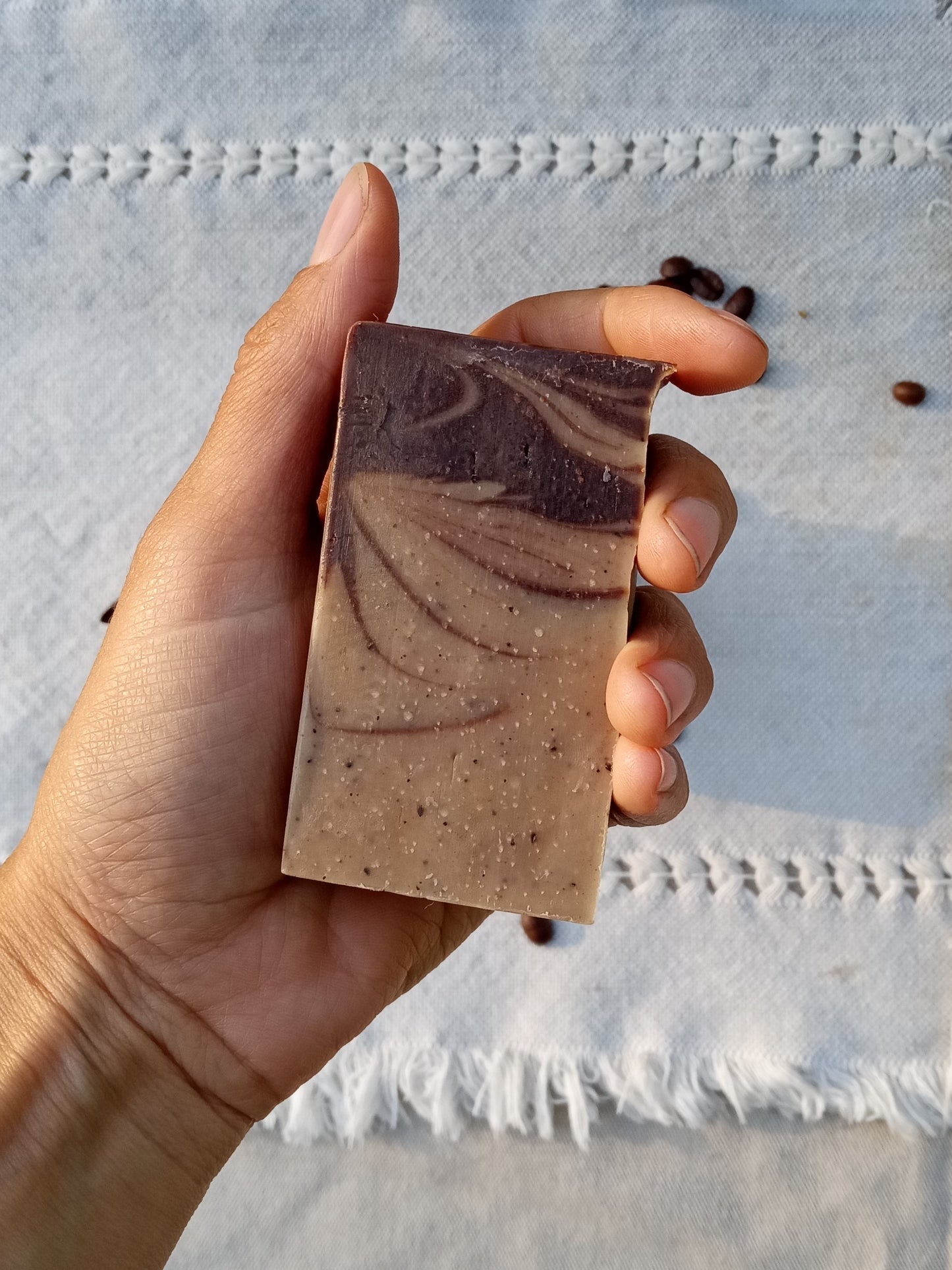 Exfoliating Coffee Bar Soap with Cacao - Handmade Natural Vegan Bar Soap with Shea Butter & Coconut - Unique Bath Gifts for Coffee Lovers