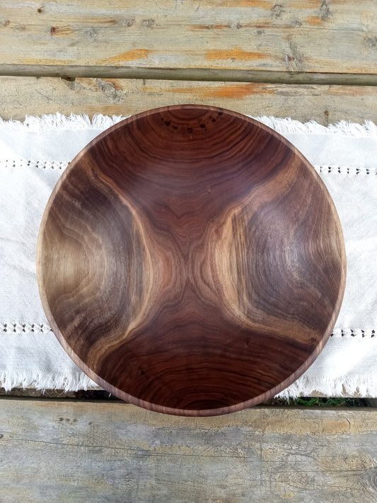 Black Walnut Wood Salad Bowl: Handmade Natural Edge Centerpiece (13")