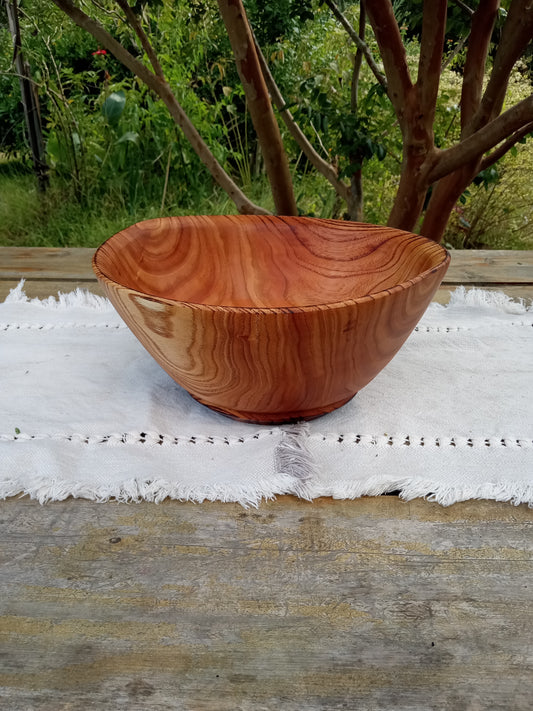 Torched Wood Salad Bowl: Handmade 10" Chinaberry, Natural Edge Design