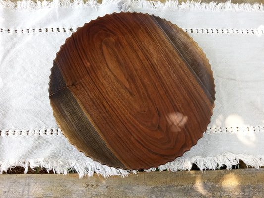 Black Walnut Wood Plate: Handmade Low-Profile Centerpiece  (12")