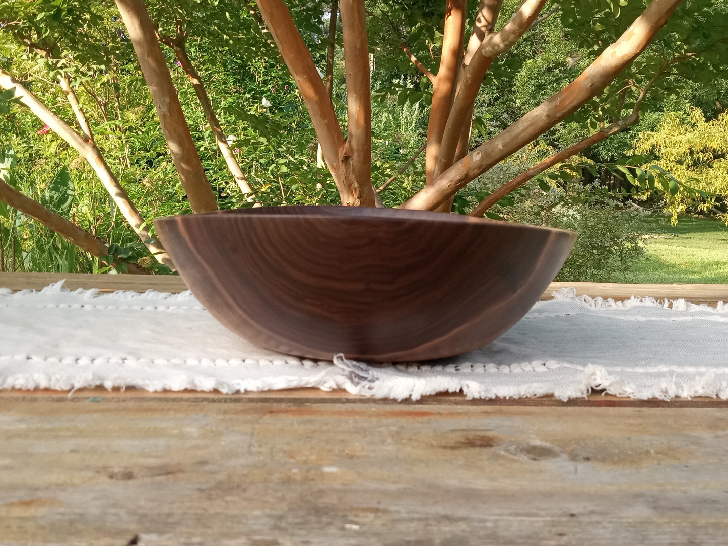 13" Black Walnut Wood Bowl - Large Handmade Wooden Salad Bowl - Unique Wood Wedding Gifts - Natural Edge Wood Centerpiece Bowl - Turned Bowl