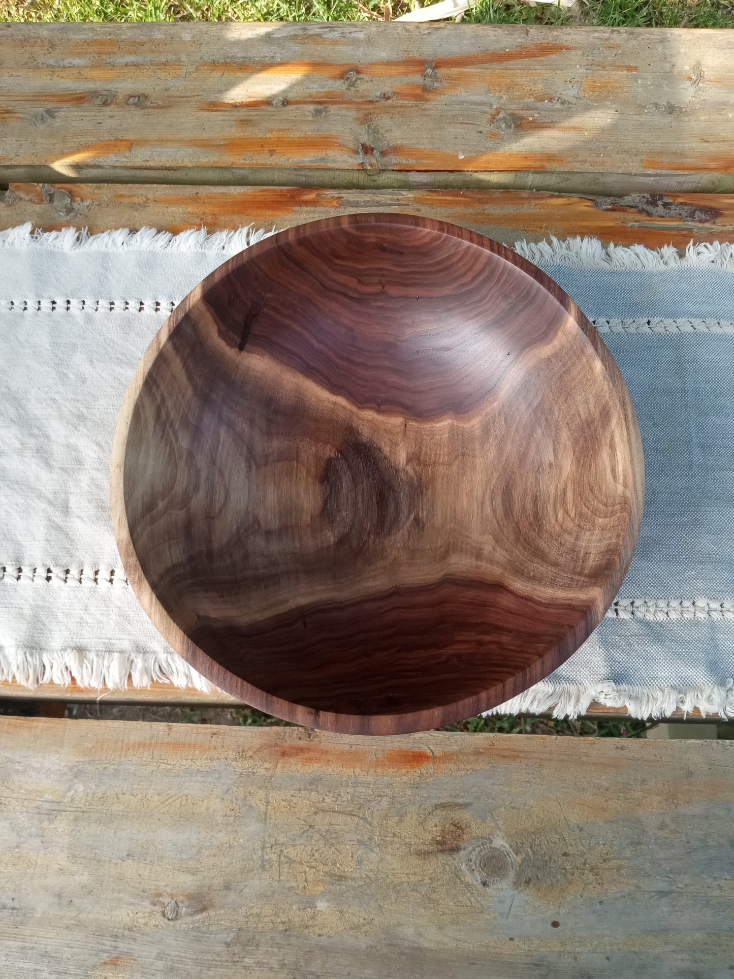 13" Black Walnut Wood Bowl - Large Handmade Wooden Salad Bowl - Unique Wood Wedding Gifts - Natural Edge Wood Centerpiece Bowl - Turned Bowl