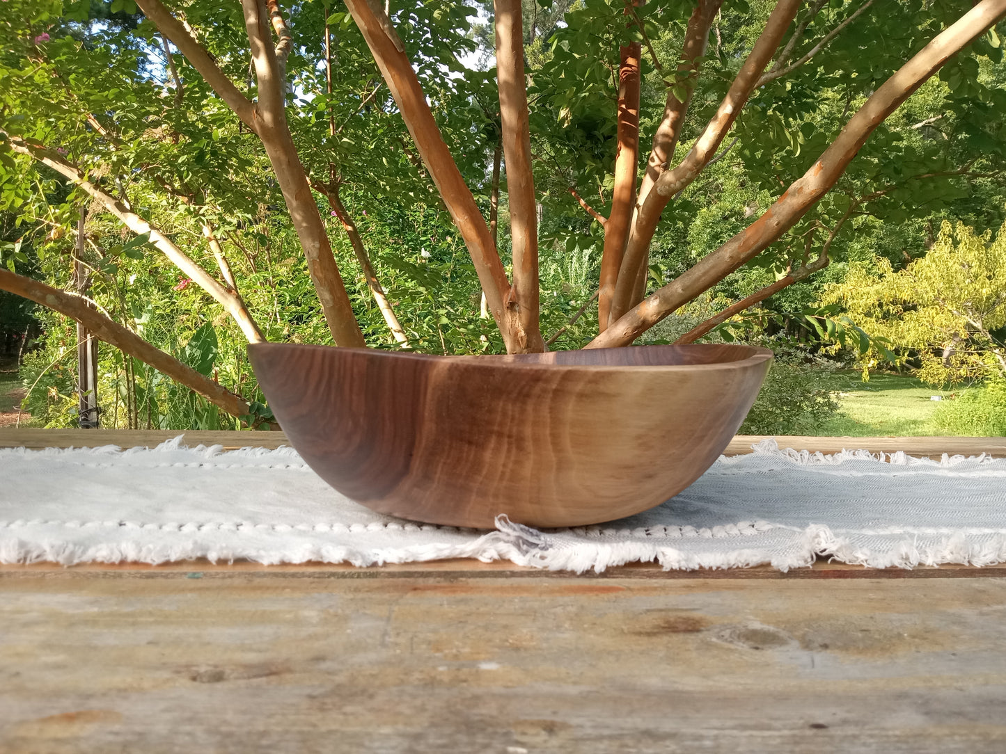 13" Black Walnut Wood Bowl - Large Handmade Wooden Salad Bowl - Unique Wood Wedding Gifts - Natural Edge Wood Centerpiece Bowl - Turned Bowl
