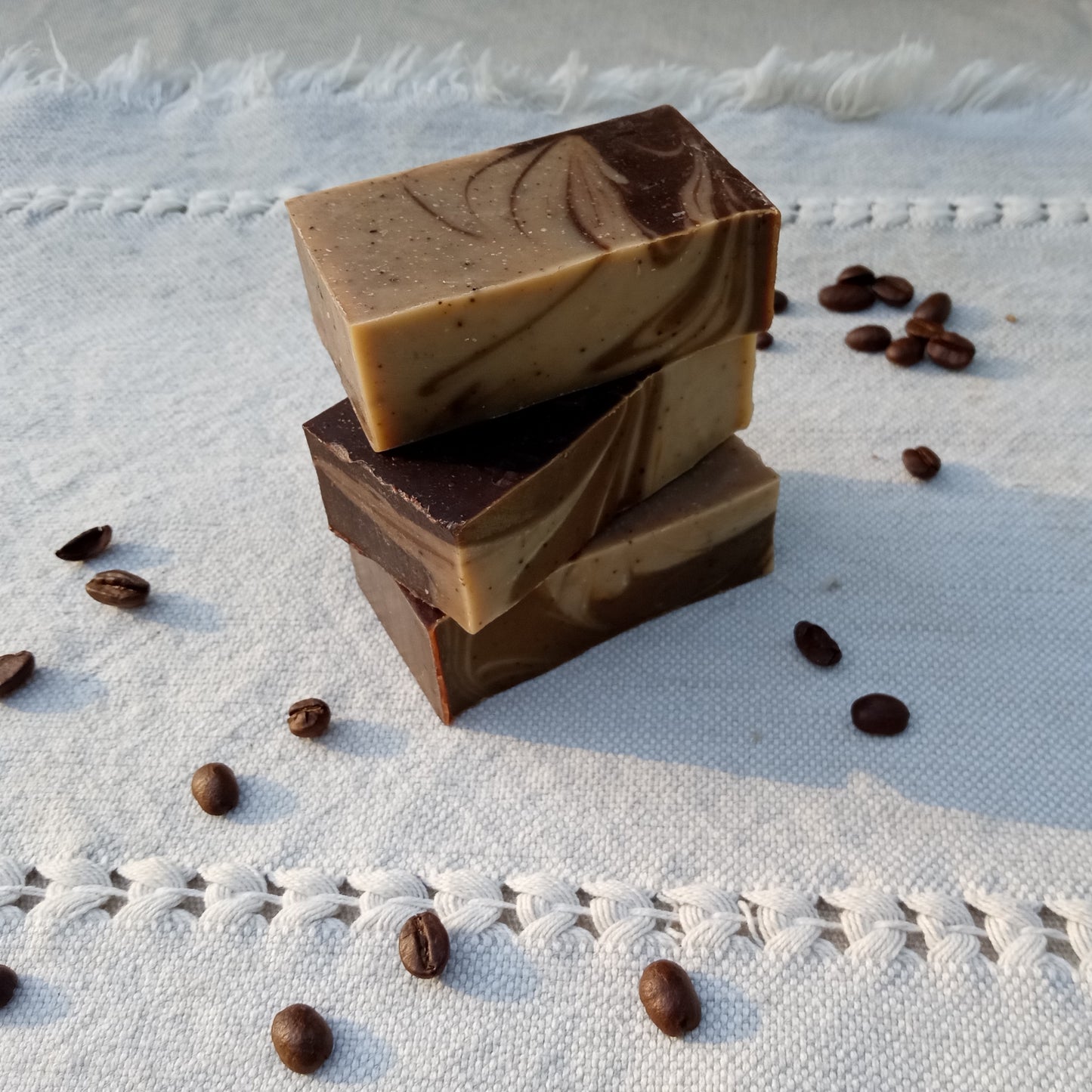 Exfoliating Coffee Bar Soap with Cacao - Handmade Natural Vegan Bar Soap with Shea Butter & Coconut - Unique Bath Gifts for Coffee Lovers