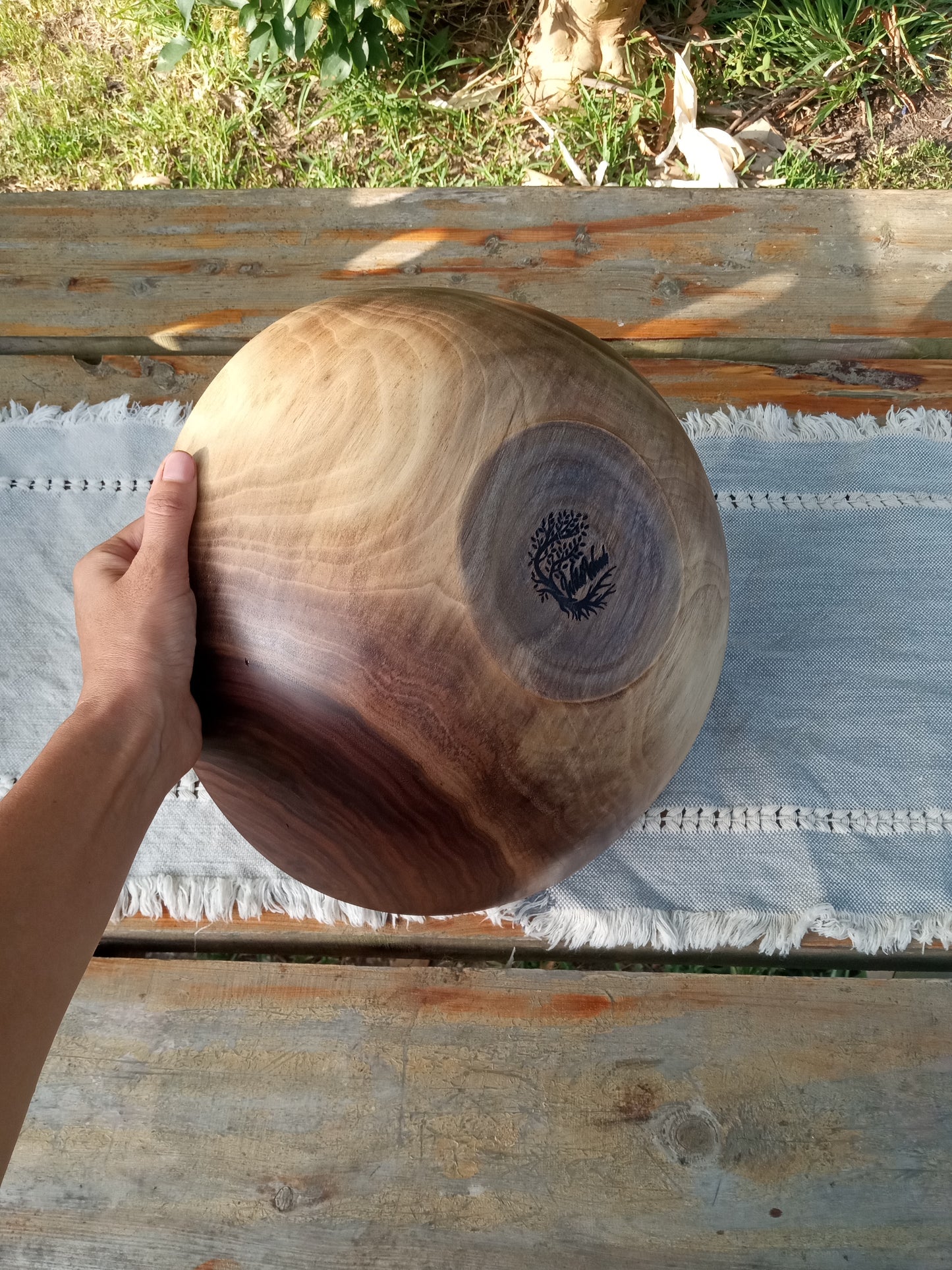 13" Black Walnut Wood Bowl - Large Handmade Wooden Salad Bowl - Unique Wood Wedding Gifts - Natural Edge Wood Centerpiece Bowl - Turned Bowl