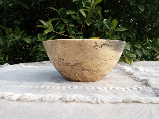10" Turned Wood Bowl - Handmade Hackberry Wood Bowl - Spalted Wood Decor Bowl - Unique Wood Art for the Table - Wooden Birthday Gift