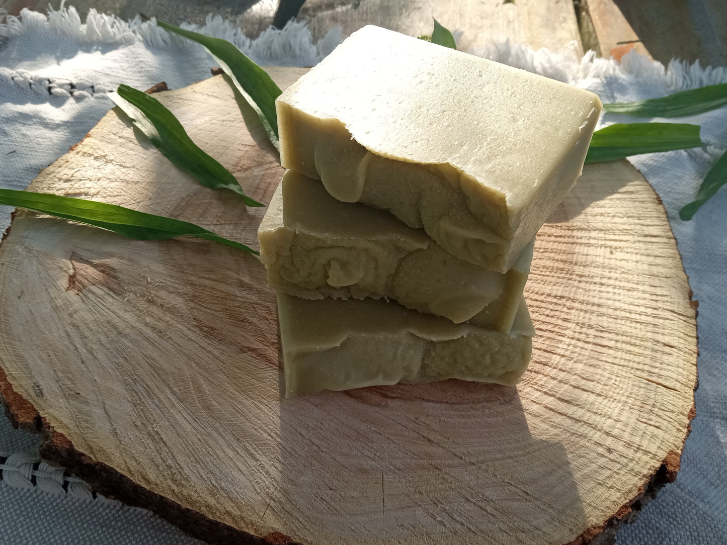 Sea Spray - Plantain Leaf Soap for Sensitive Skin Handmade with Moisturizing Tallow & Olive Oil and Scented with Lemongrass Essential Oil - Herbal Soap