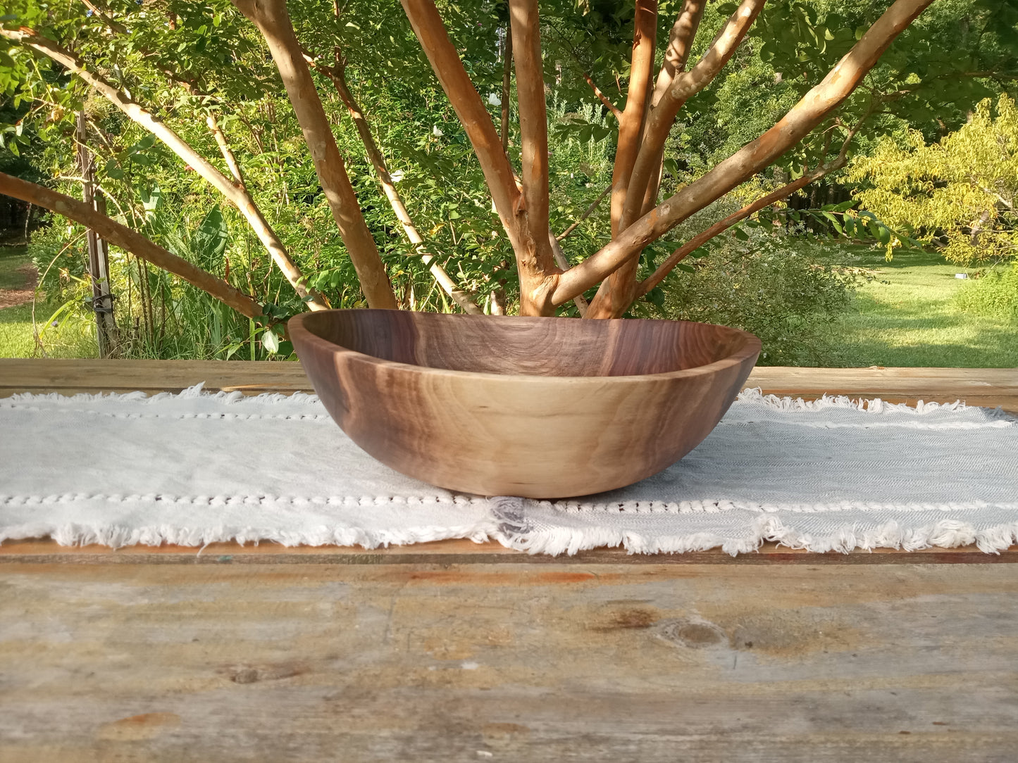 13" Black Walnut Wood Bowl - Large Handmade Wooden Salad Bowl - Unique Wood Wedding Gifts - Natural Edge Wood Centerpiece Bowl - Turned Bowl