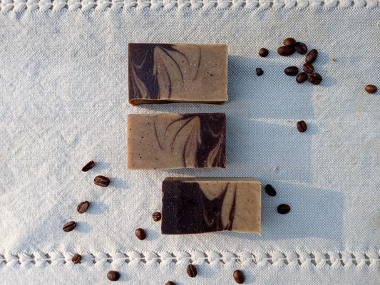 Exfoliating Coffee Bar Soap with Cacao - Handmade Natural Vegan Bar Soap with Shea Butter & Coconut - Unique Bath Gifts for Coffee Lovers