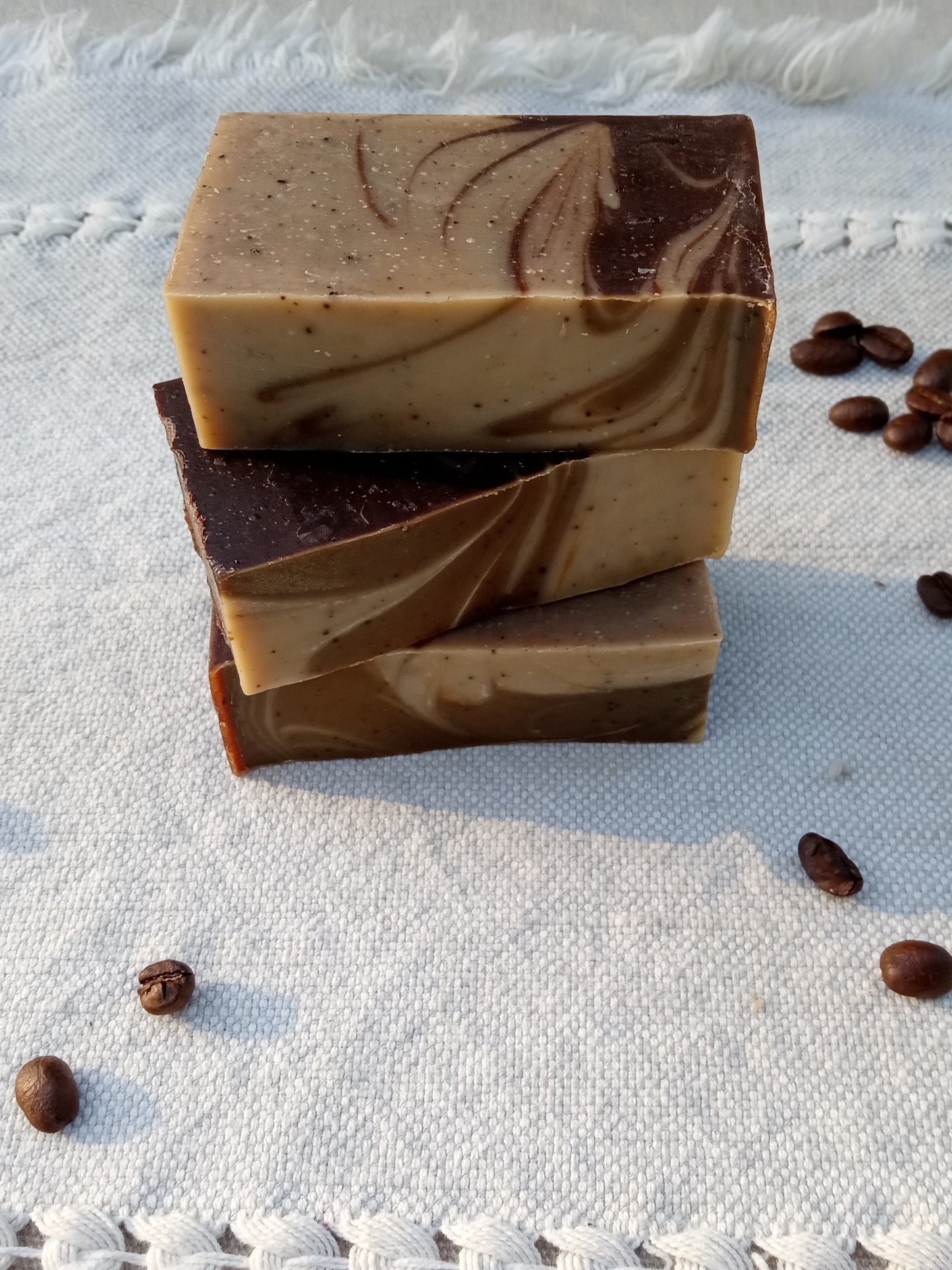Exfoliating Coffee Bar Soap with Cacao - Handmade Natural Vegan Bar Soap with Shea Butter & Coconut - Unique Bath Gifts for Coffee Lovers